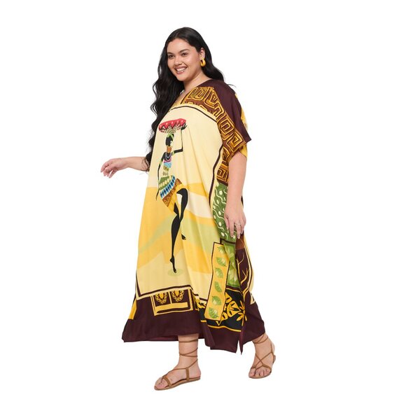 Gypsie Blu Women Plus Size Polyester Caftan Dress Kimono Sleeve Maxi Dresses - Picture 5 of 8